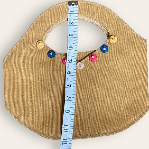 Tan vintage corduroy handbag. - Picture 3 of 5